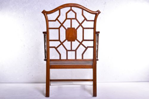 SATINWOOD AND JAPANNED CHINESE CHIPPENDALE STYLE ARMCHAIR - ADDITIONAL PHOTO 8