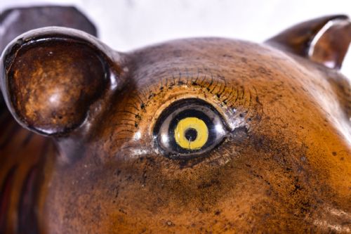STRIKING PAIR OF HAND PAINTED LEOPARD HEADS - ADDITIONAL PHOTO 3