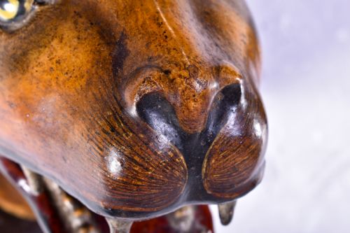 STRIKING PAIR OF HAND PAINTED LEOPARD HEADS - ADDITIONAL PHOTO 5