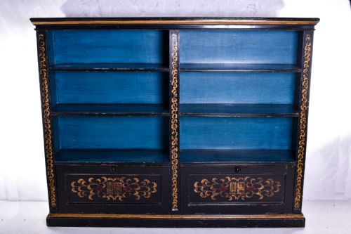 ebonised open bookcase - CATEGORY: ANTIQUE BOOKCASES - DATED 19TH CENTURY