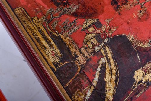 PAIR OF RED LACQUERED CHINOISERIE TABLES - ADDITIONAL PHOTO 4