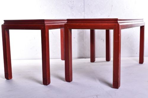 PAIR OF RED LACQUERED CHINOISERIE TABLES - ADDITIONAL PHOTO 5