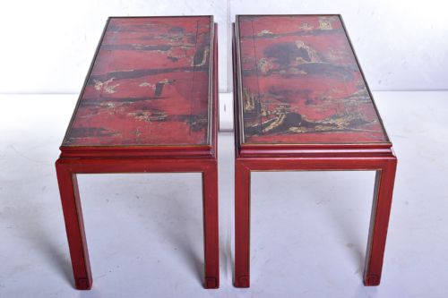 PAIR OF RED LACQUERED CHINOISERIE TABLES - ADDITIONAL PHOTO 6