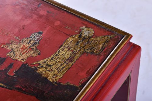 PAIR OF RED LACQUERED CHINOISERIE TABLES - ADDITIONAL PHOTO 8