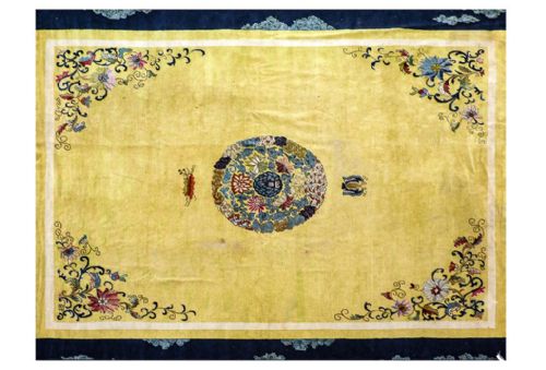 chinoiserie carpet from the estate of the late sir arthur lasenby liberty circa 1900 - CATEGORY: ANTIQUE RUGS - DATED 1900