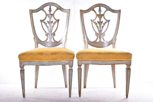 a pair of 19th century italian painted side chairs - CATEGORY: ANTIQUE CHAIRS - DATED 19TH CENTURY