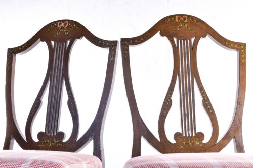A PAIR OF PAINTED LYRE BACK CHAIRS - ADDITIONAL PHOTO 2