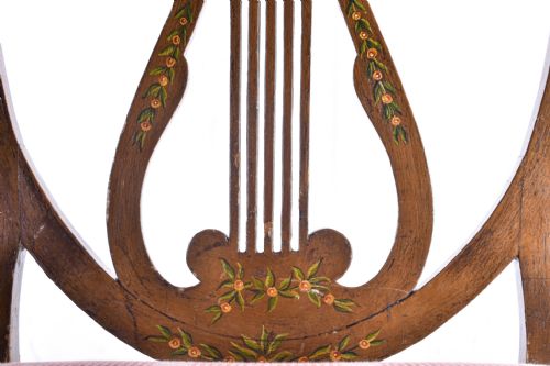A PAIR OF PAINTED LYRE BACK CHAIRS - ADDITIONAL PHOTO 3
