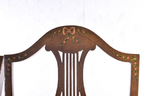 A PAIR OF PAINTED LYRE BACK CHAIRS - ADDITIONAL PHOTO 4