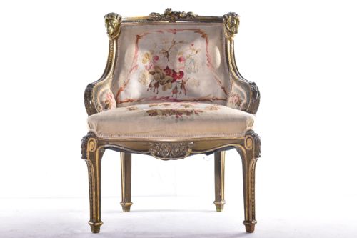 floral aubusson tub chair - CATEGORY: ANTIQUE CHAIRS - DATED 19TH CENTURY