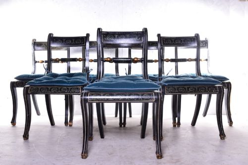 painted set of eight regency dining chairs - CATEGORY: ANTIQUE CHAIRS - DATED 1800