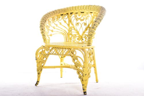 painted wicker rattan armchair - CATEGORY: ANTIQUE CHAIRS - DATED 1900