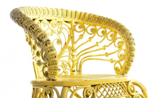 PAINTED WICKER RATTAN ARMCHAIR - ADDITIONAL PHOTO 1