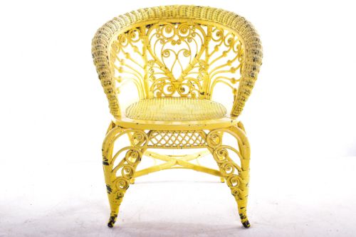 PAINTED WICKER RATTAN ARMCHAIR - ADDITIONAL PHOTO 2