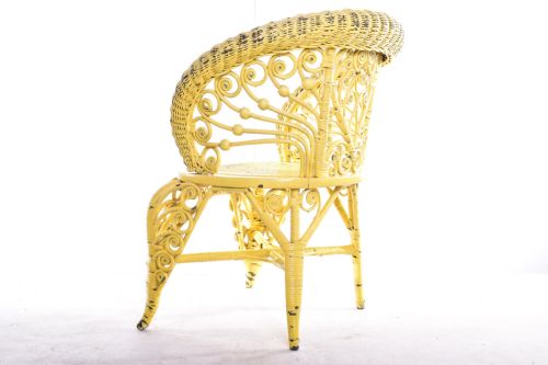 PAINTED WICKER RATTAN ARMCHAIR - ADDITIONAL PHOTO 4