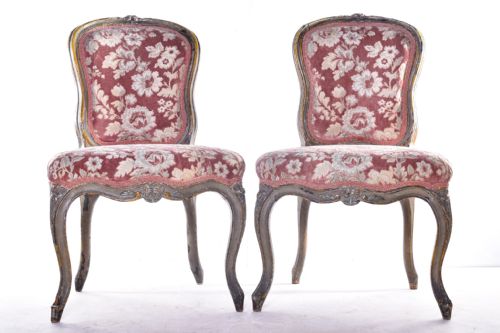 a pair of louis xv painted side chairs - CATEGORY: ANTIQUE CHAIRS - DATED GEORGIAN