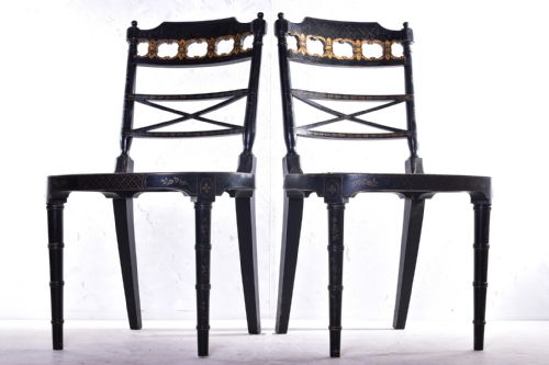 a pair of regency style side chairs by edward garratt - CATEGORY: ANTIQUE CHAIRS - DATED 1900