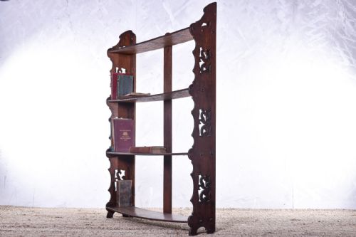 oak pierced bookcase - CATEGORY: ANTIQUE BOOKCASES - DATED 1930