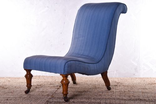 victorian walnut slipper chair - CATEGORY: ANTIQUE CHAIRS - DATED VICTORIAN