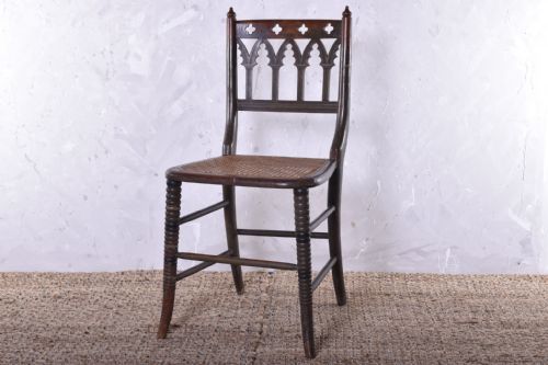painted gothic side chair - CATEGORY: ANTIQUE CHAIRS - DATED 19TH CENTURY
