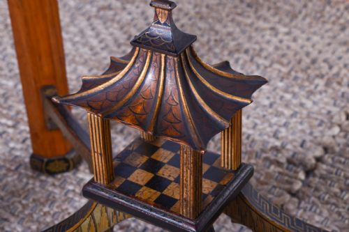FIGURED SATINWOOD PAGODA SIDE TABLE - ADDITIONAL PHOTO 1