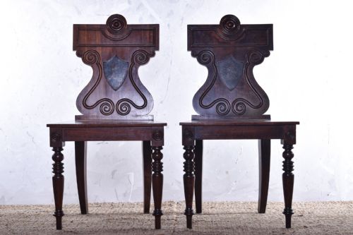 pair of george iv hall chairs' - CATEGORY: ANTIQUE CHAIRS - DATED 19TH CENTURY