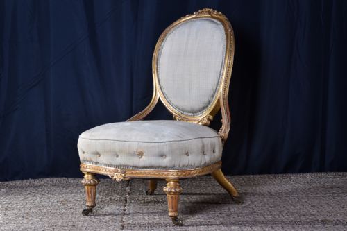 french gilt nursing chair - CATEGORY: ANTIQUE CHAIRS - DATED VICTORIAN
