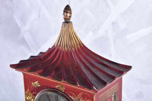 RED CHINOISERIE MANTLE PIECE CLOCK - ADDITIONAL PHOTO 1