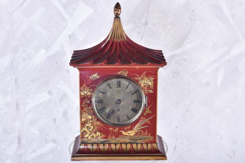 RED CHINOISERIE MANTLE PIECE CLOCK - ADDITIONAL PHOTO 2
