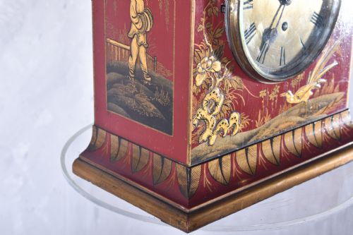 RED CHINOISERIE MANTLE PIECE CLOCK - ADDITIONAL PHOTO 3