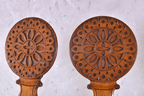 PAIR OF GOTHIC REVIVAL HALL CHAIRS - ADDITIONAL PHOTO 1