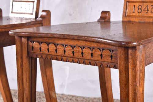 PAIR OF GOTHIC REVIVAL HALL CHAIRS - ADDITIONAL PHOTO 3