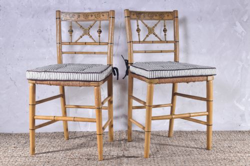 pair of regency painted side chairs - CATEGORY: ANTIQUE CHAIRS - DATED REGENCY