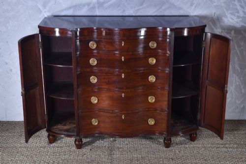 A GEORGE IV MAHOGANY SERPENTINE SIDE CABINET - ADDITIONAL PHOTO 4