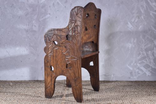carved japanese armchair for libertys - CATEGORY: ANTIQUE CHAIRS - DATED 19TH CENTURY