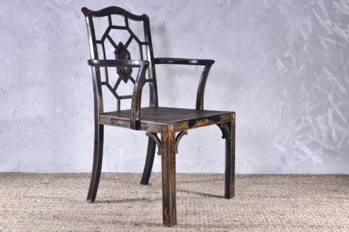 CHINESE CHIPPENDALE STYLE CHINOISERIE ARMCHAIR - ADDITIONAL PHOTO 2