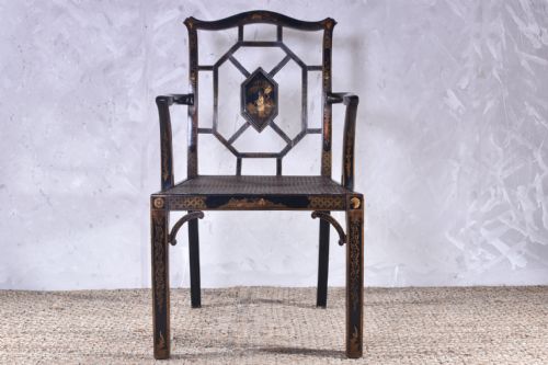 CHINESE CHIPPENDALE STYLE CHINOISERIE ARMCHAIR - ADDITIONAL PHOTO 4