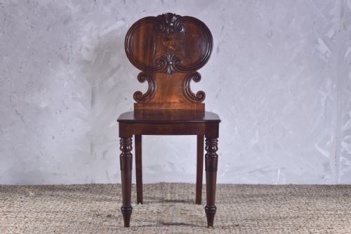 19th century mahogany hall chair - CATEGORY: ANTIQUE CHAIRS - DATED VICTORIAN