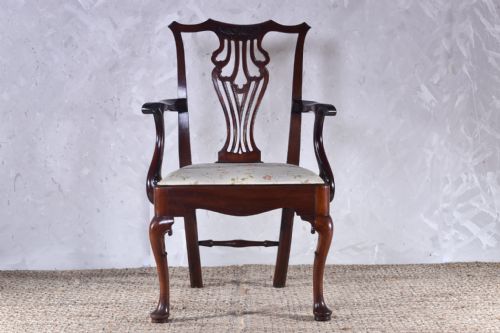 mahogany scroll top armchair - CATEGORY: ANTIQUE CHAIRS - DATED 18TH CENTURY