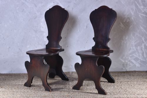 PAIR OF GEORGE III SGABELLO HALL CHAIRS - ADDITIONAL PHOTO 2