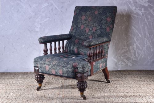 mahogany easy armchair - CATEGORY: ANTIQUE CHAIRS - DATED 19TH CENTURY