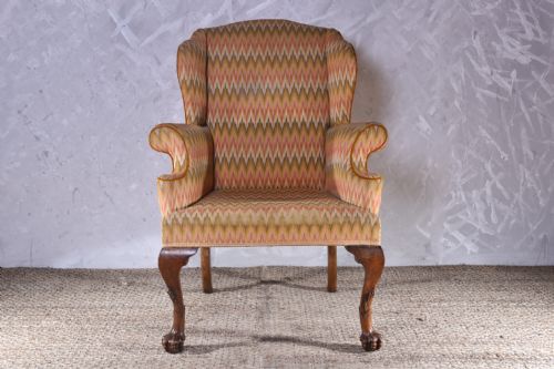 george ii style wingback armchair - CATEGORY: ANTIQUE CHAIRS - DATED 19TH CENTURY