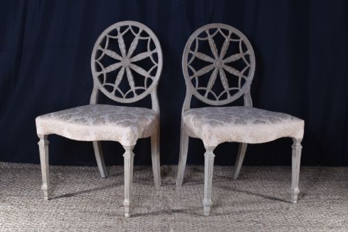 pair of painted wheel back chairs - CATEGORY: ANTIQUE CHAIRS - DATED 19TH CENTURY