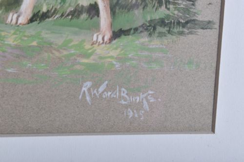 REUBEN WARD BINKS WATERCOLOUR OF SANDY GREYHOUND - ADDITIONAL PHOTO 3