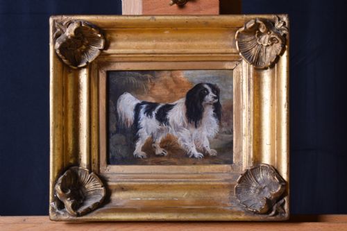 oil on canvas painting english springer spaniel in a landscape - CATEGORY: ANTIQUE ART - DATED 19TH CENTURY