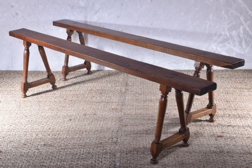 pair of 19th century fruitwood benches - CATEGORY: ANTIQUE FURNITURE - DATED 19TH CENTURY
