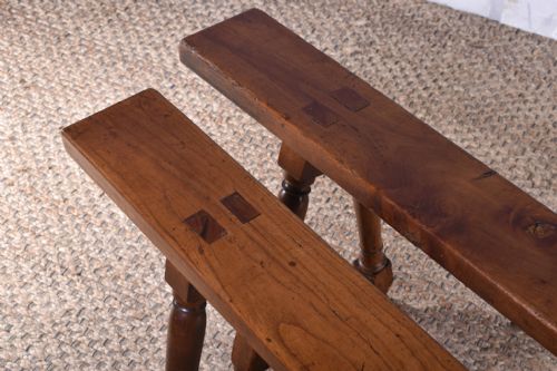 PAIR OF 19TH CENTURY FRUITWOOD BENCHES - ADDITIONAL PHOTO 2