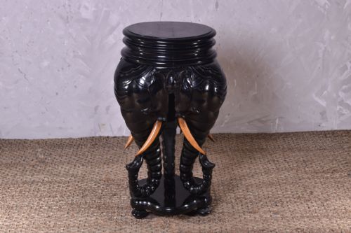 carved elephant side table - CATEGORY: ANTIQUE FURNITURE - DATED 19TH CENTURY