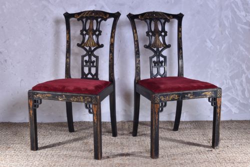 pair of chinese chippendale style side chairs - CATEGORY: ANTIQUE CHAIRS - DATED VICTORIAN