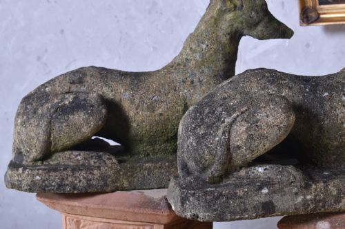 PAIR OF COMPOSITE STONE GREYHOUNDS - ADDITIONAL PHOTO 3